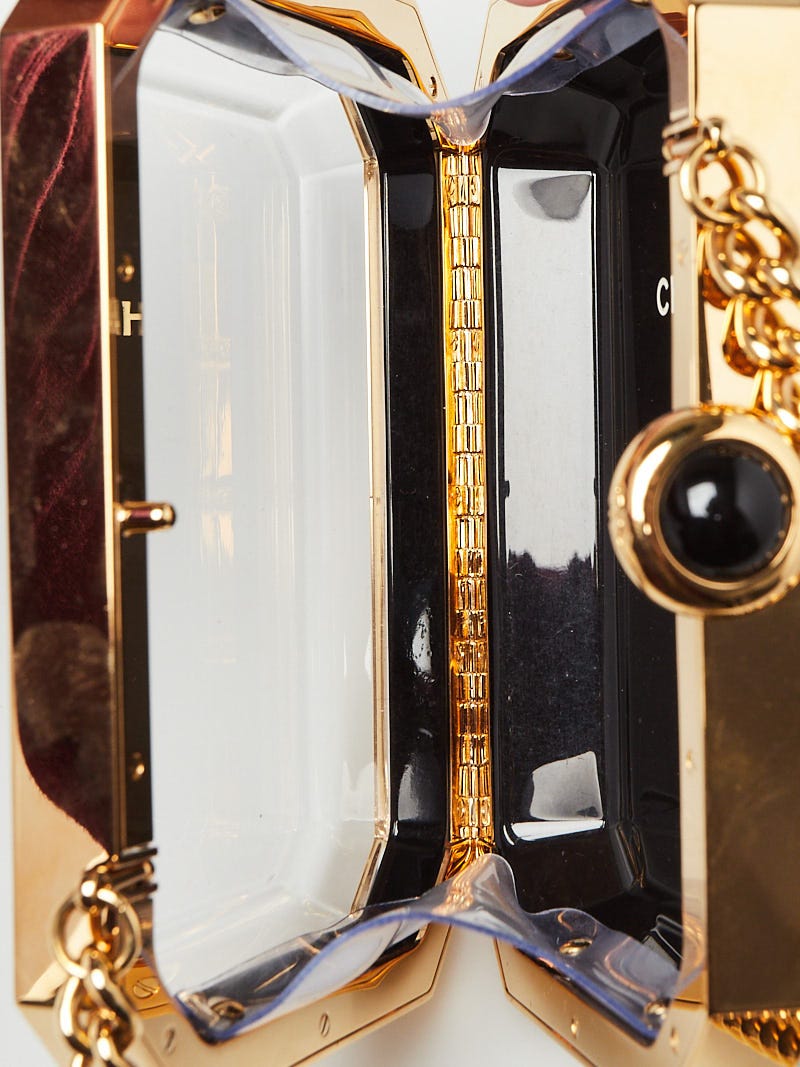 Chanel Black/Gold Plexiglas Premiere Watch Minaudiere Evening Bag