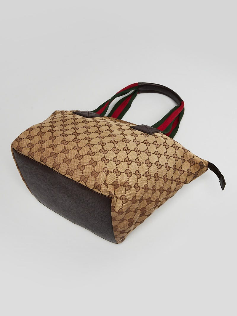 Gucci Beige/Ebony GG Canvas Small Tote Bag | Yoogi's Closet