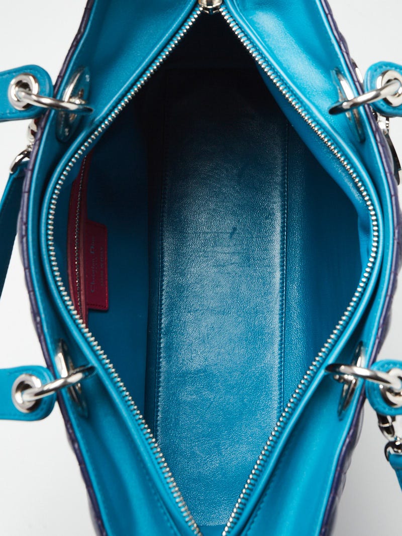 Christian Dior Tricolor Cannage Quilted Lambskin Leather Large