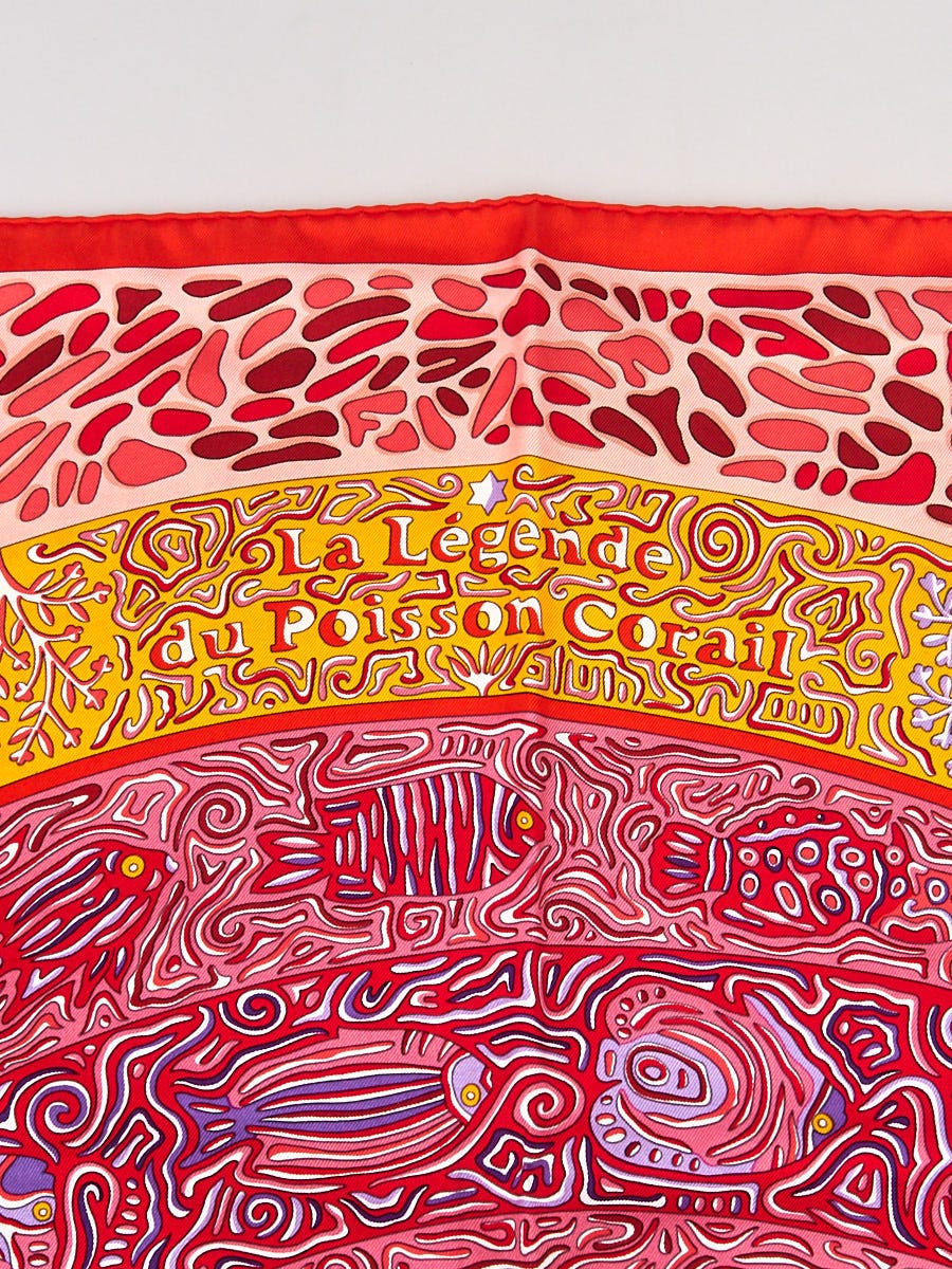 Hermes Pink/Red 'La Legende du Poisson Corail' Print Christine
