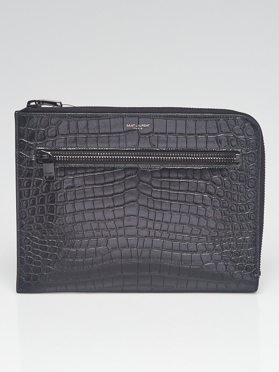 Yves Saint Laurent Black Crocodile Embossed Leather iPad