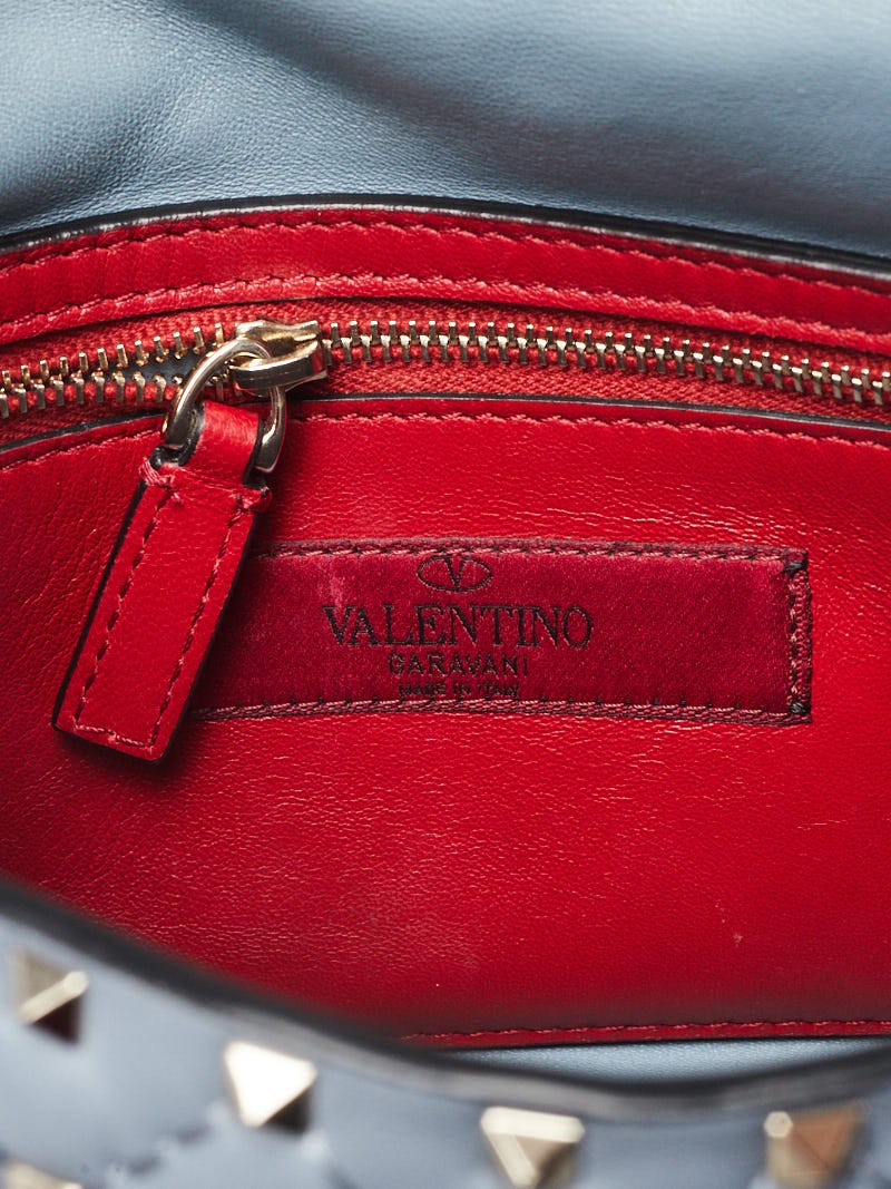 Valentino Red Saffiano Leather Rockstud Twist Lock Zip Wallet