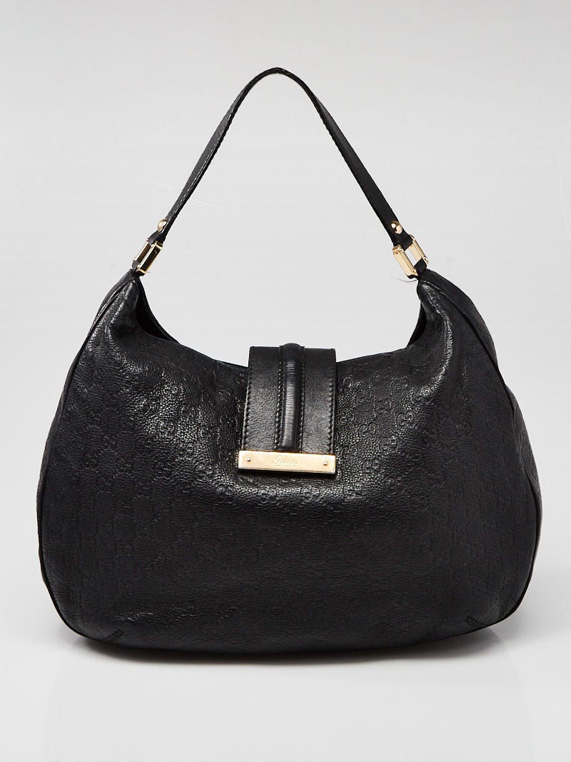 GUCCI New Web Guccissima Leather Hobo Bag Black 233604