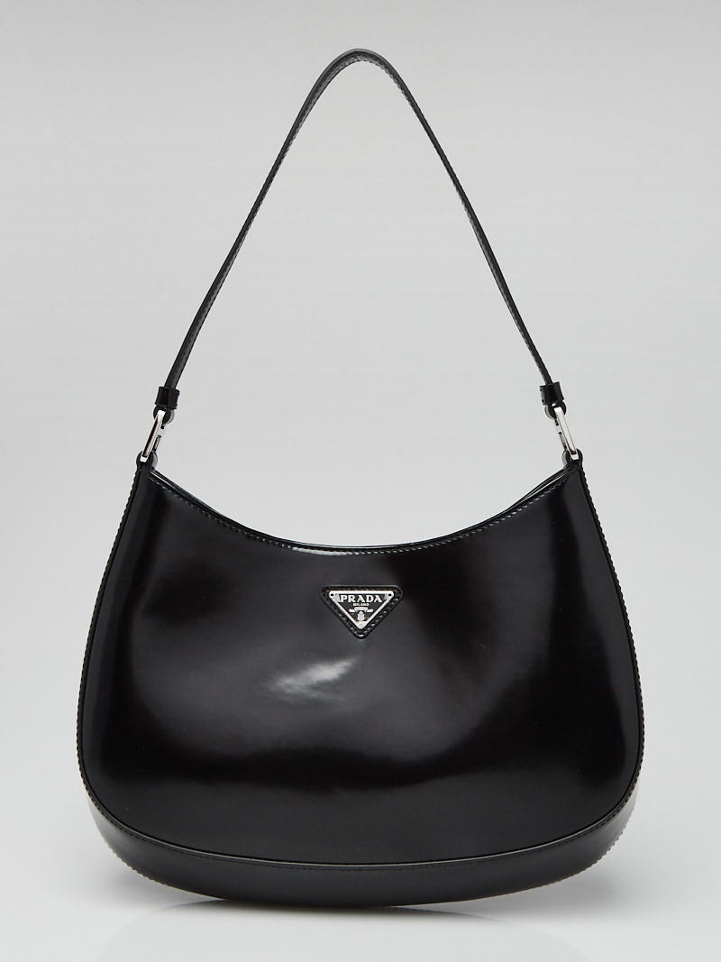Prada Black Brushed Leather Cleo Shoulder Bag - Yoogi's Closet