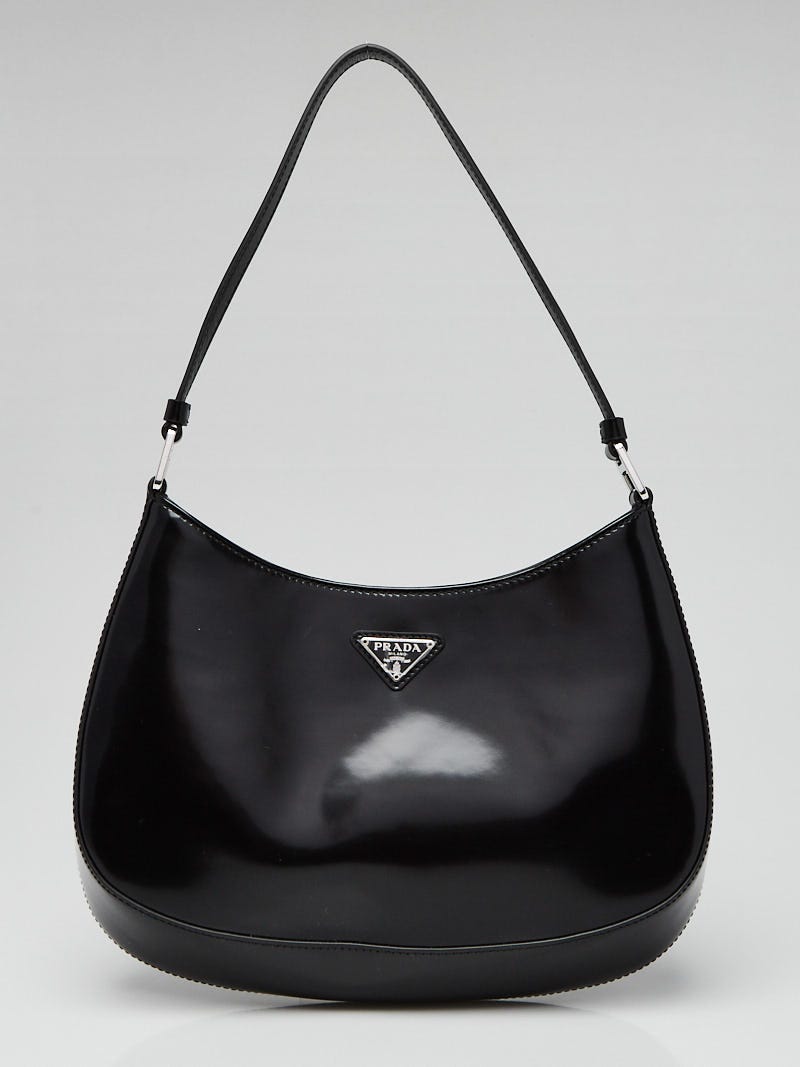 Black Brushed Leather Shoulder Bag