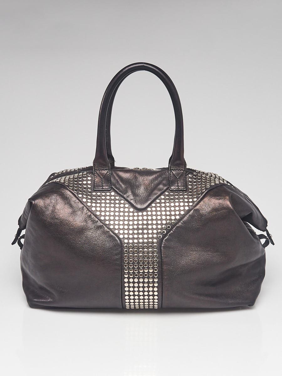 Yves Saint Laurent Black Croc Embossed Patent Leather Overseas Tote Bag YSL  | eBay