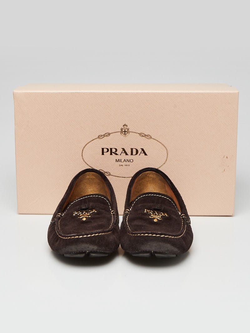PRADA Driving Loafers in Dark Brown Suede Dark Brown Suede Loafers | PRADA main image 2