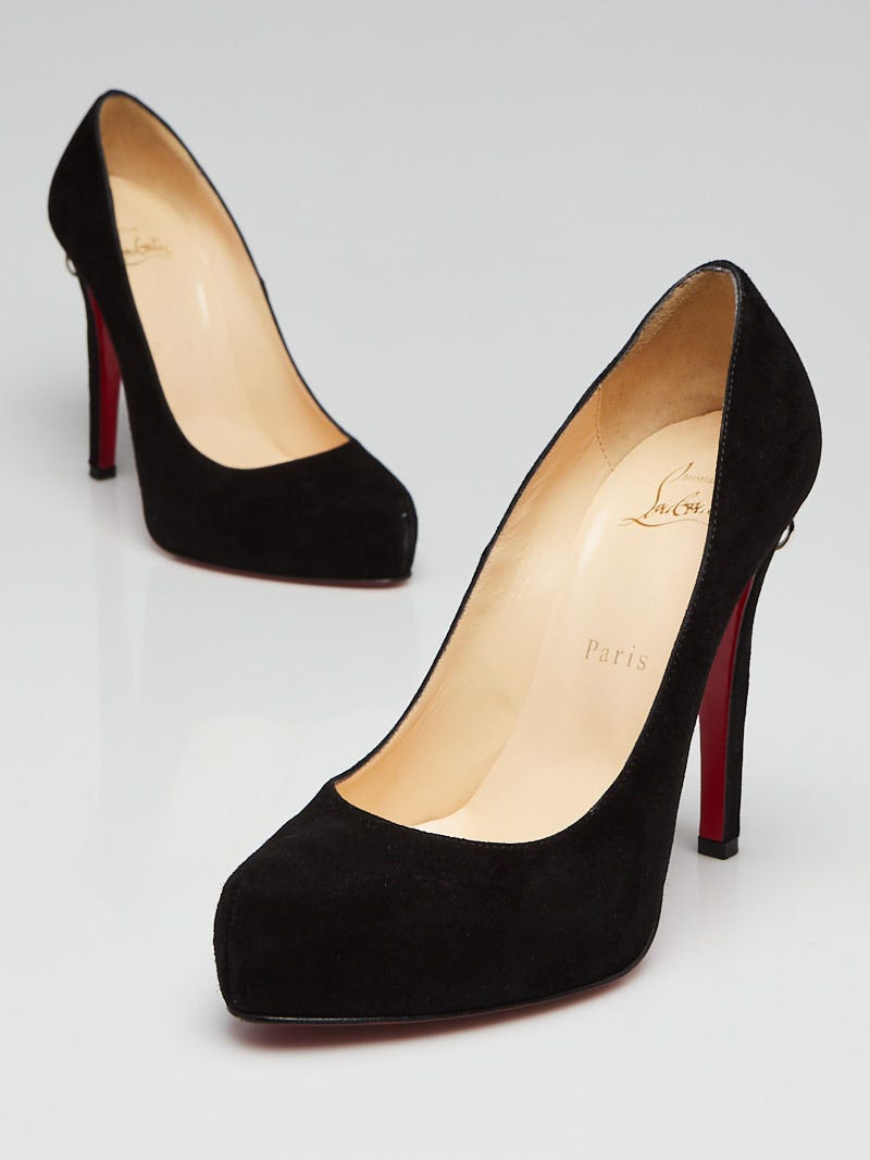 Christian Louboutin Black Suede Bianca 120 Back-Zip Pumps Size 6