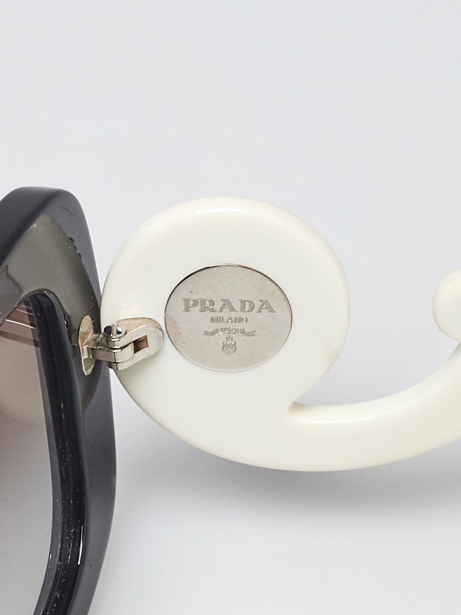 Prada Black/White Rectangular Frame Crystal Ornate Sunglasses
