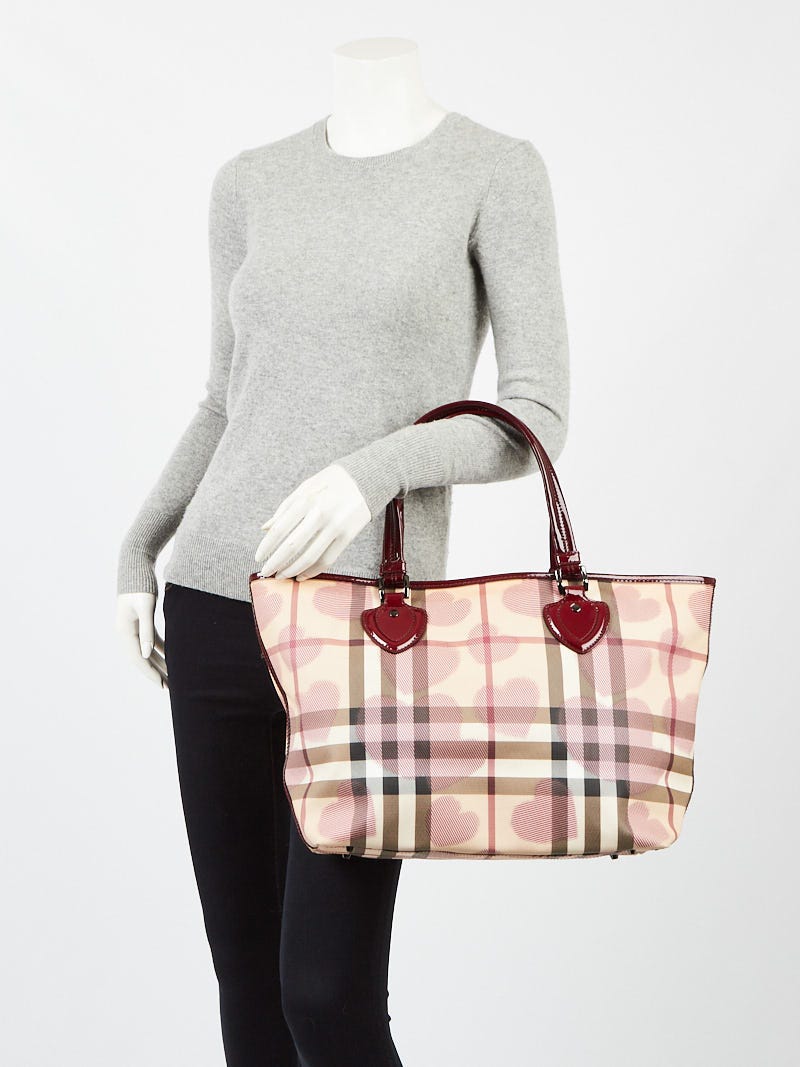 Burberry Berry Patent Leather Supernova Check Canvas Heart Large