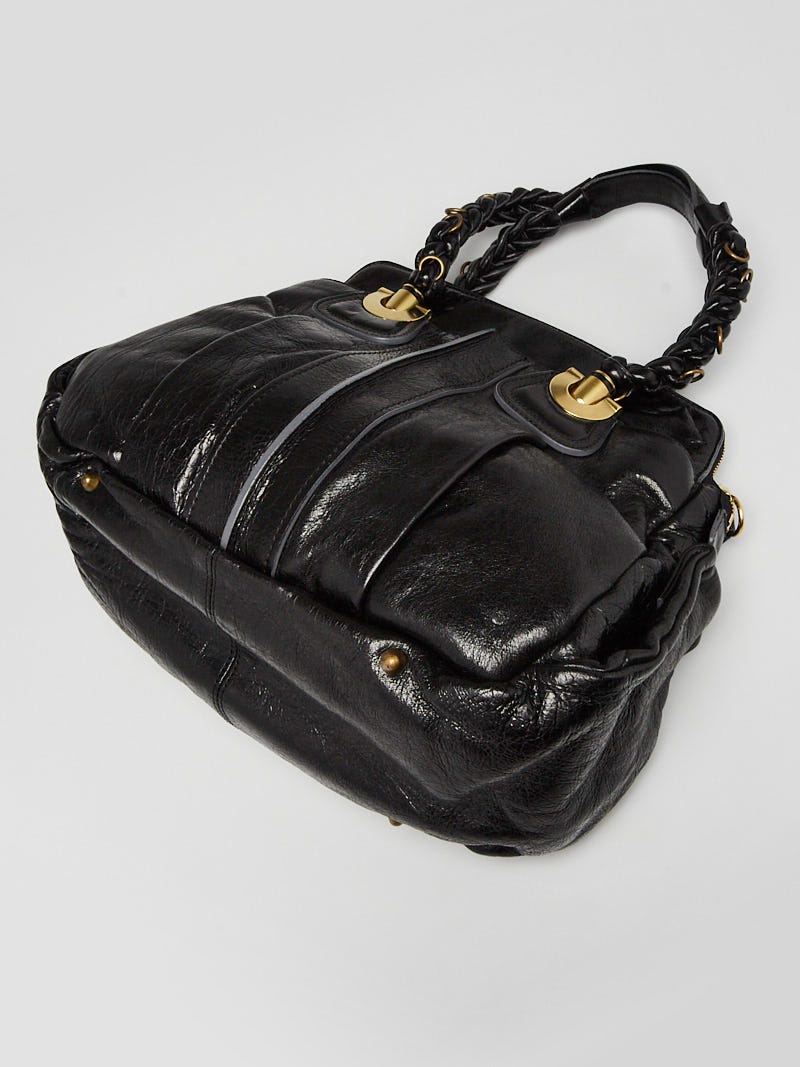 バッグ Chloe Eloise Black Leather Satchel Bag Chloe Black Quilted Patent Leather Heloise Large Satchel Bag