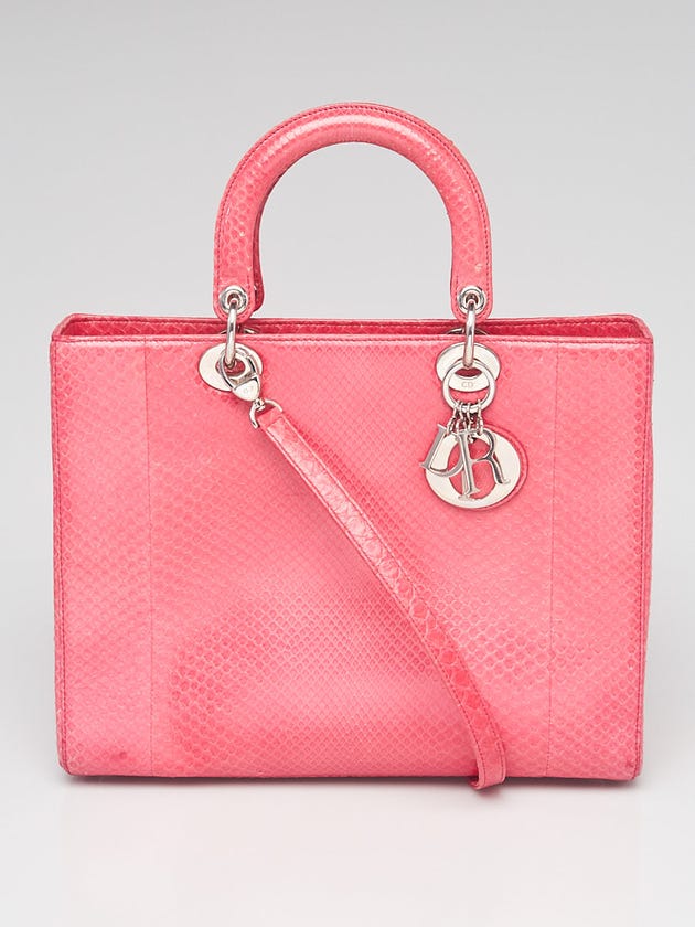 Christian Dior Pink Python Large Lady Dior Bag