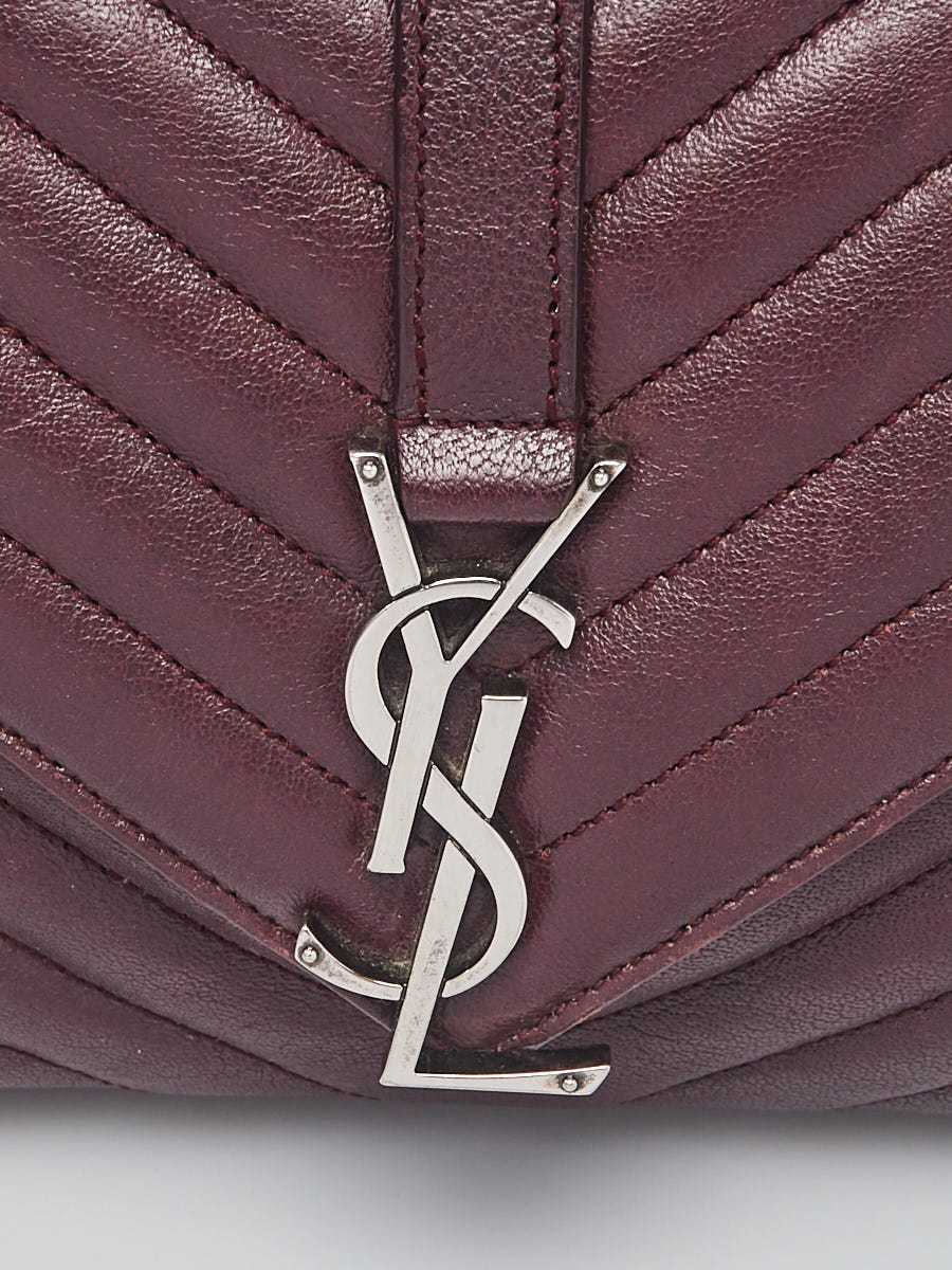Yves Saint Laurent Burgundy Chevron Quilted Leather Monogram 