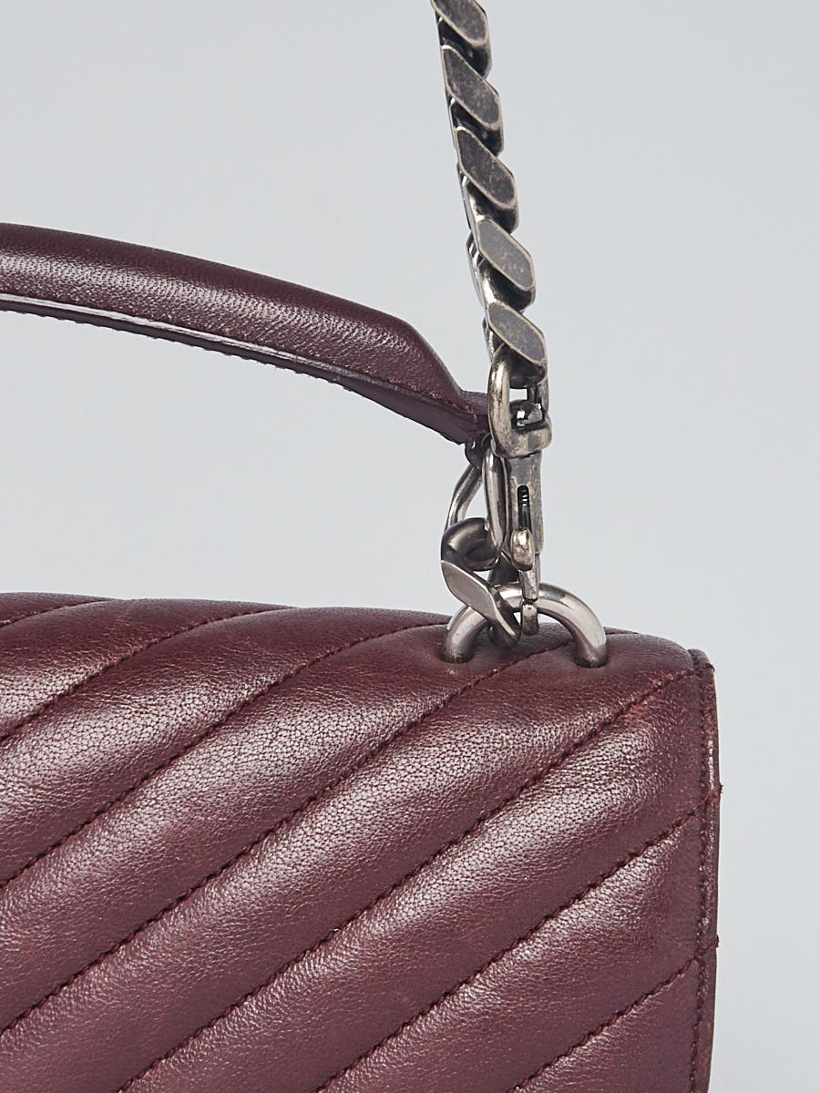 Yves Saint Laurent Burgundy Quilted Leather Monogram Medium College Bag -  Yoogi's Closet