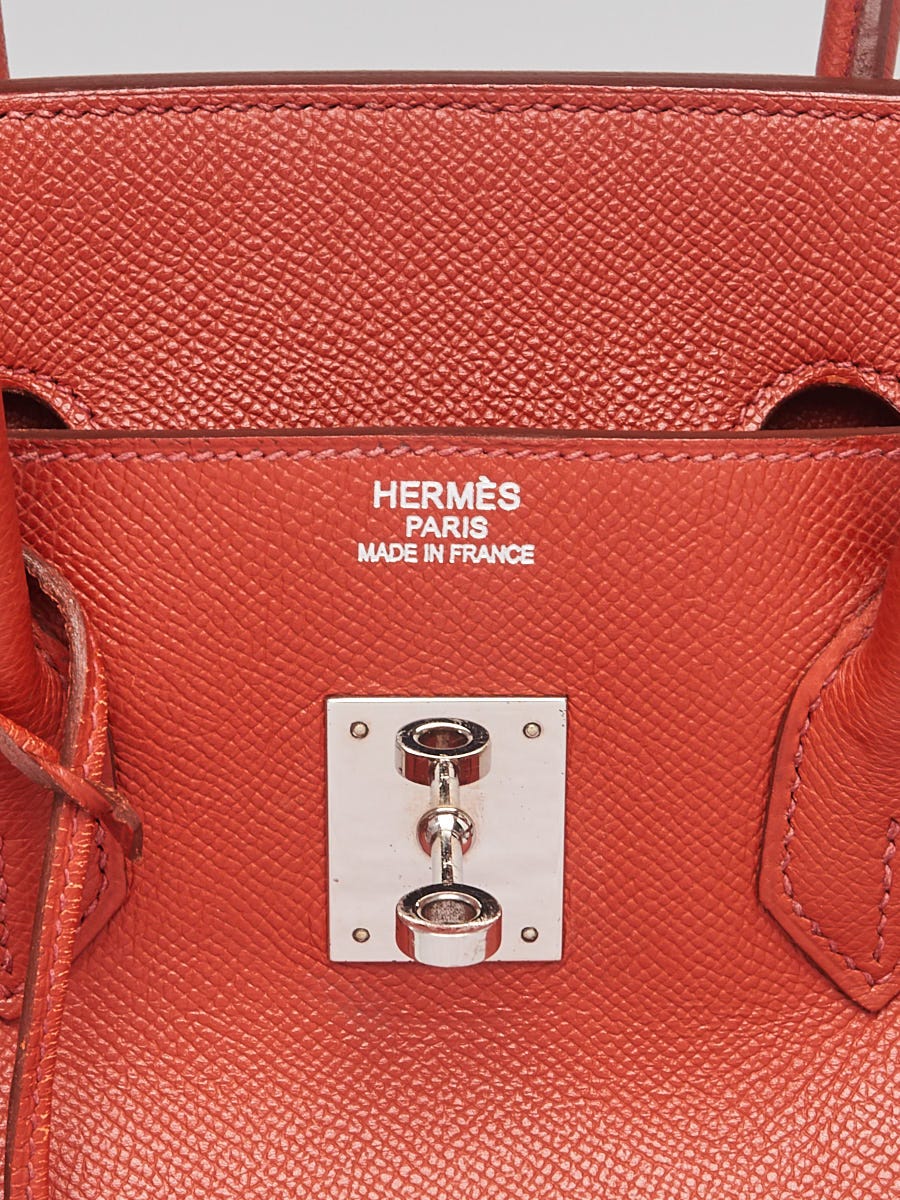 Hermes 35cn Brique Epsom Leather Palladium Plated Birkin Bag