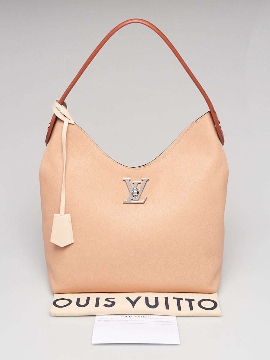 Louis Vuitton Beige Leather Lockme Hobo Bag - Yoogi's Closet