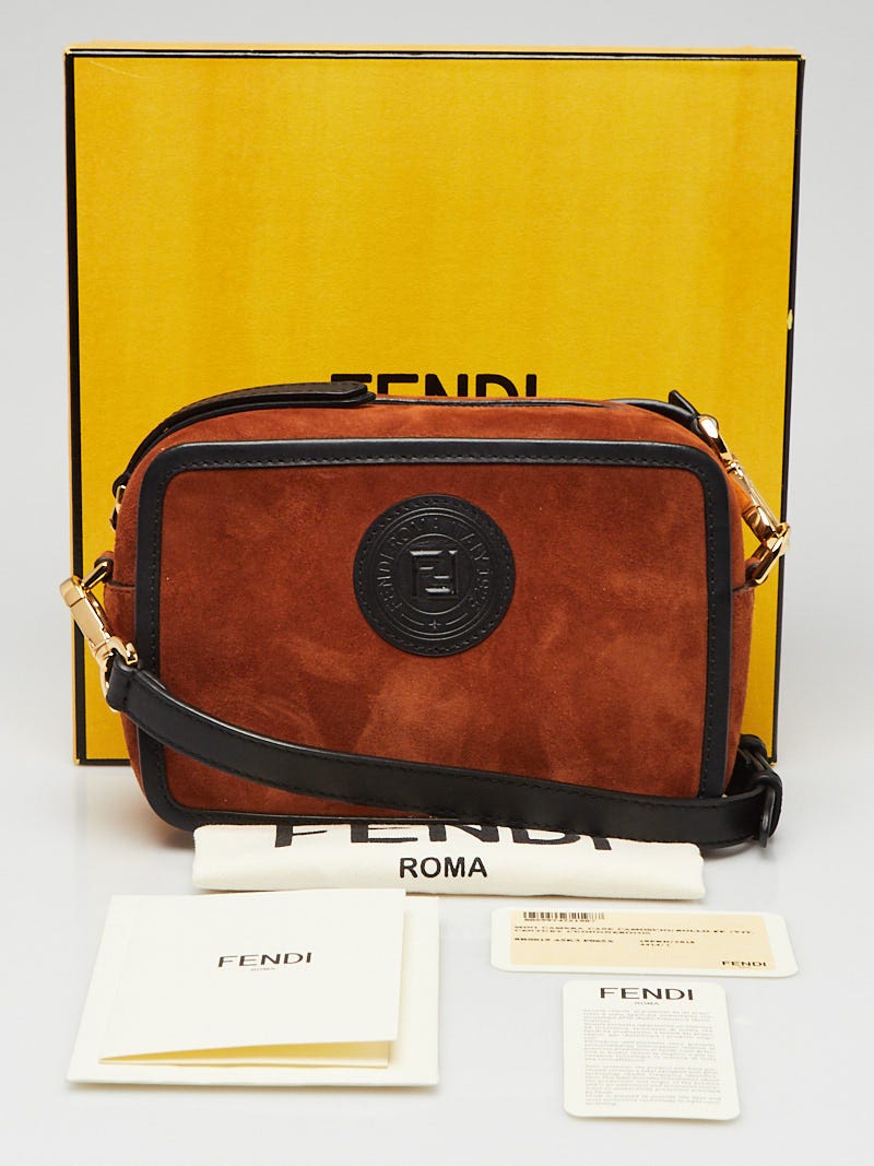 Fendi Brown Black Suede Leather Mini Camera Crossbody Bag Yoogi s Closet