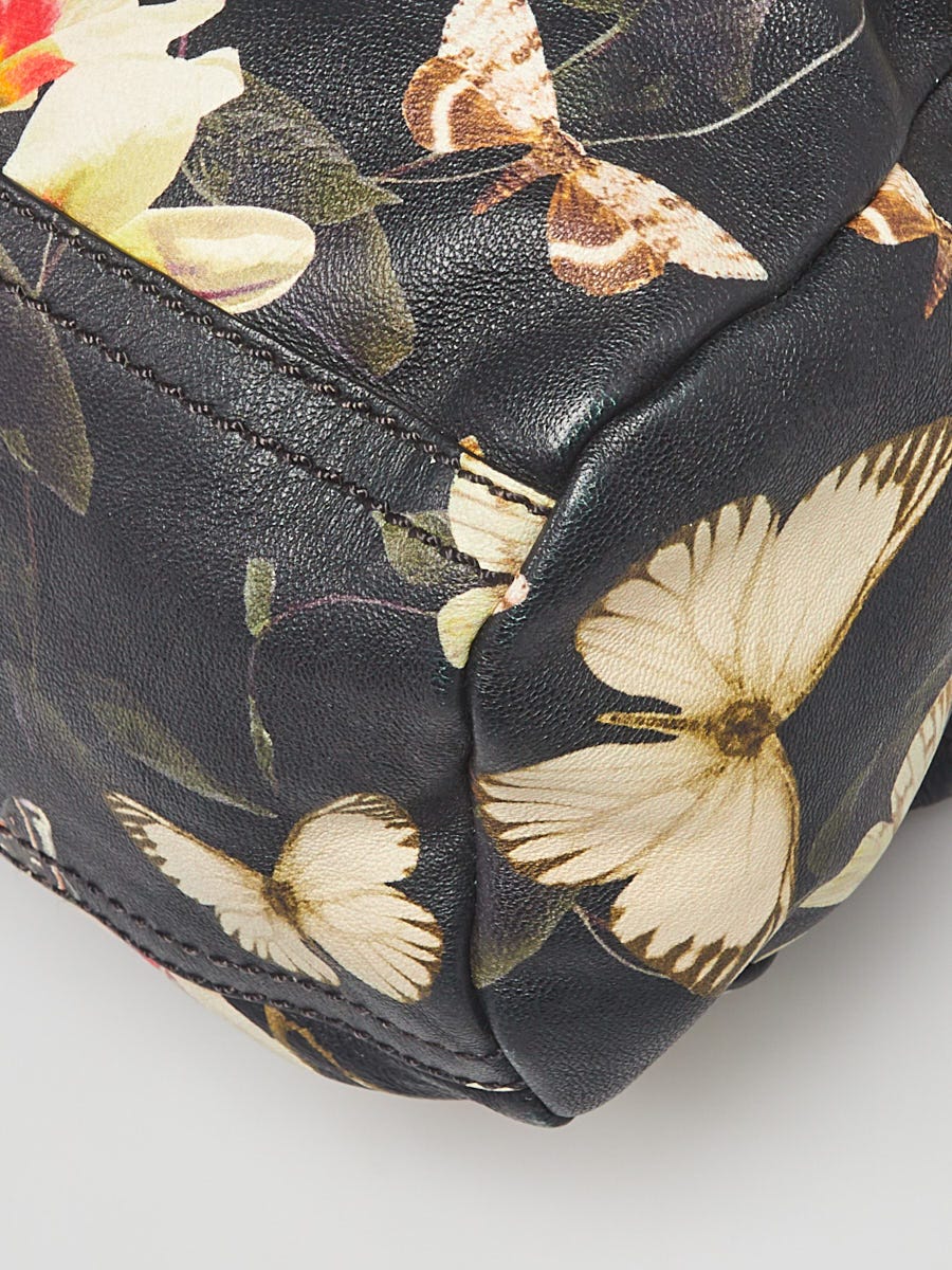 Givenchy Black Leather Magnolia Floral Print Mini Pandora Bag 