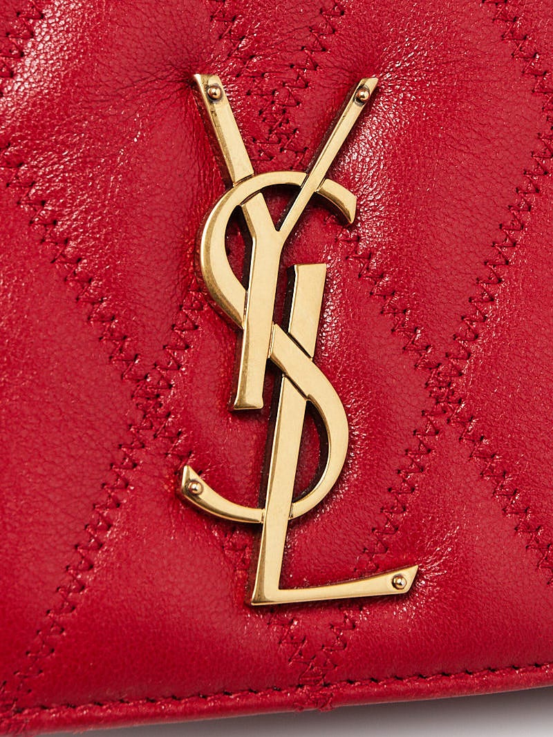 Saint Laurent Quilted Monogramme Shoulder WOC bag in Red pebbled