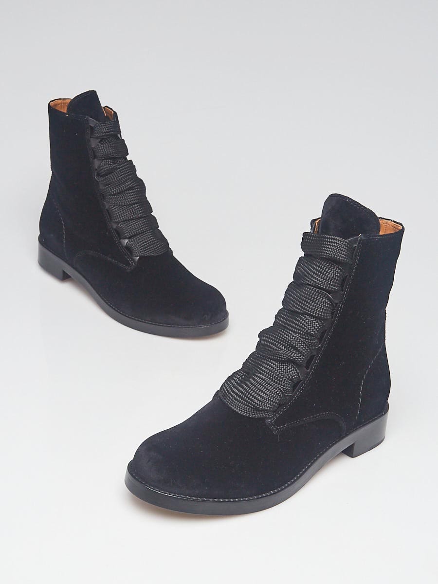 Louis Vuitton Shoe Size 7.5 Black Leather & Suede High Top lace up Shoes