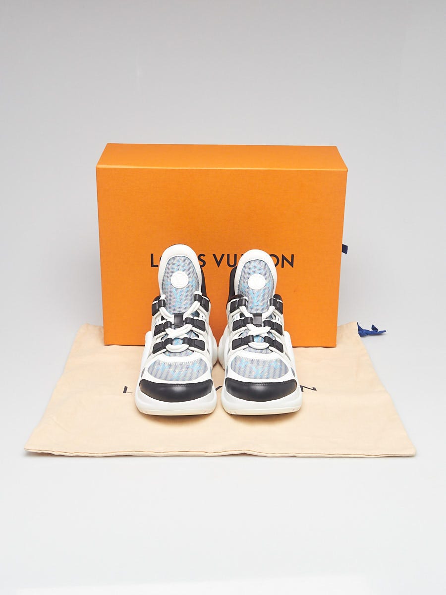 Louis Vuitton Silver/White Leather And Mesh Archlight Sneakers Size 38.5