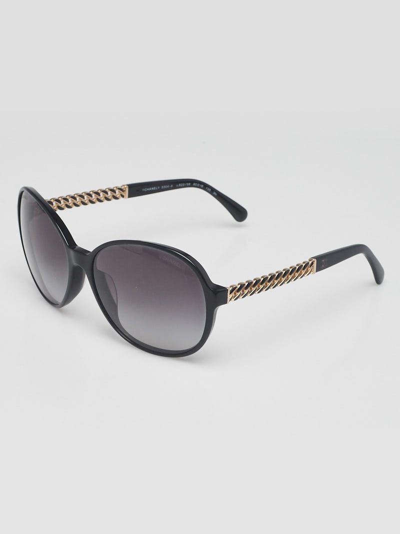 Chanel Black Plastic Frame Chain-Link Sunglasses - 5304 - Yoogi's Closet