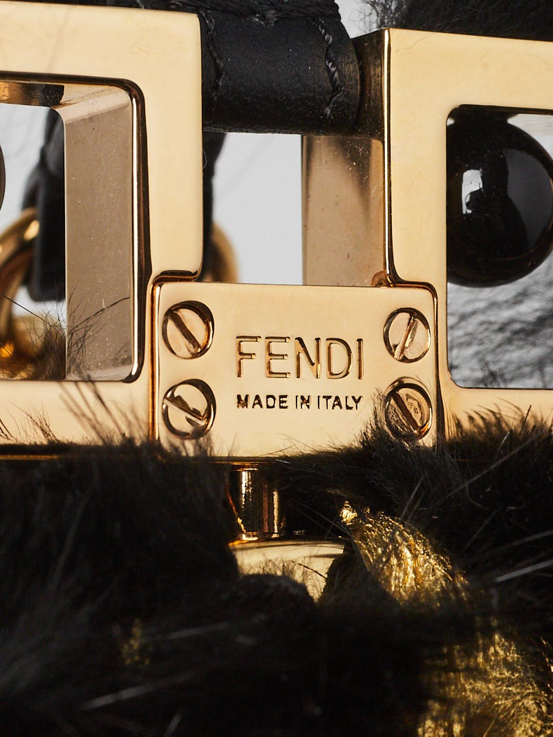 Fendi Gold/Black Fur Hypotique Witch Bag Charm | Yoogi's Closet