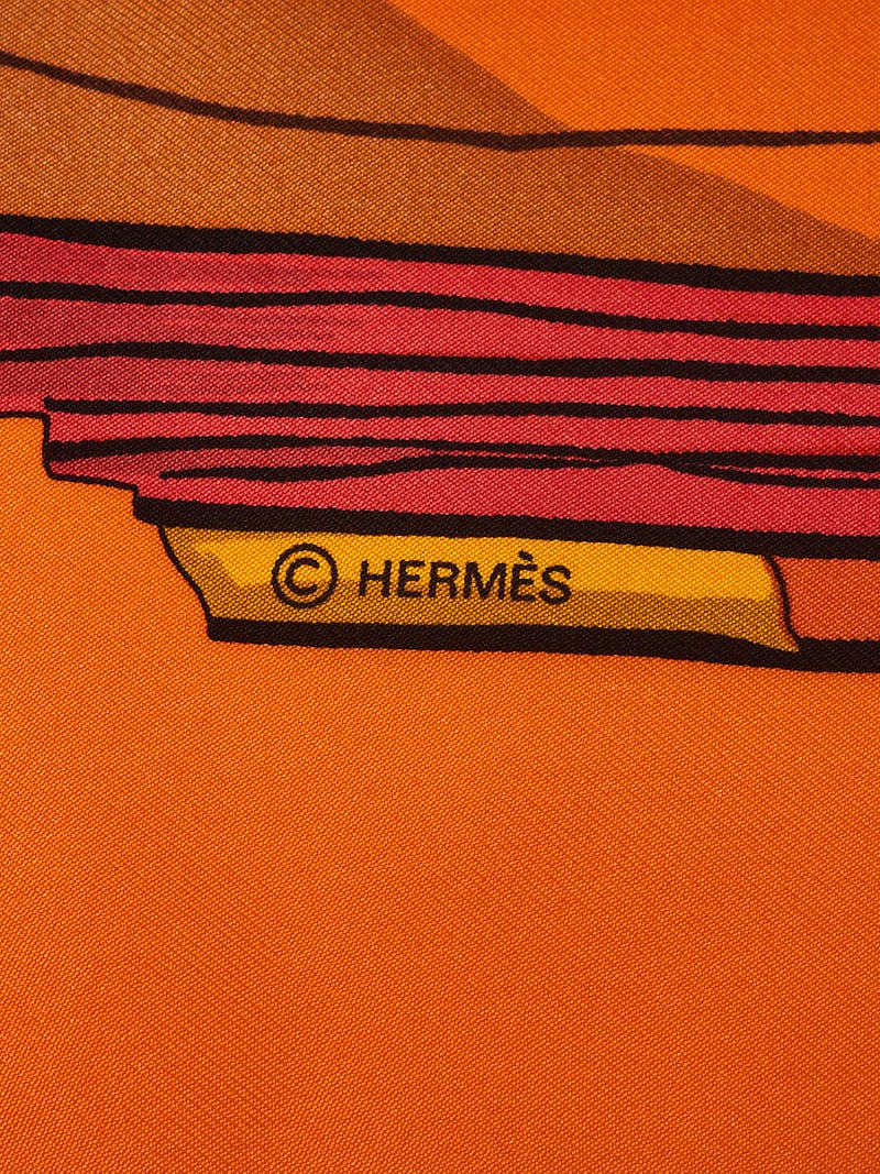 Hermes Orange 'Chiffres Et Monogrammes -Anne 1886' Print Lise