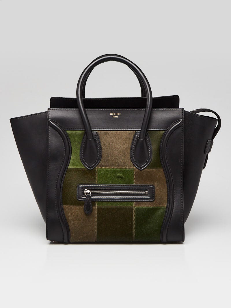 Celine Micro Luggage Tote Olive Green Leather
