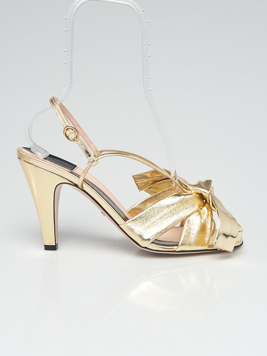 Gucci gold heels top with pearls