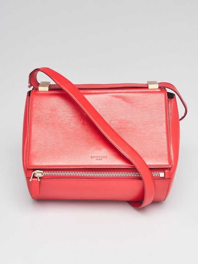 Givenchy Red Grained Leather Pandora Box Medium Shoulder Bag