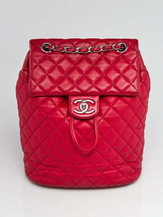 Chanel Red Quilted Lambskin Leather Small Urban Spirit Backpack Bag