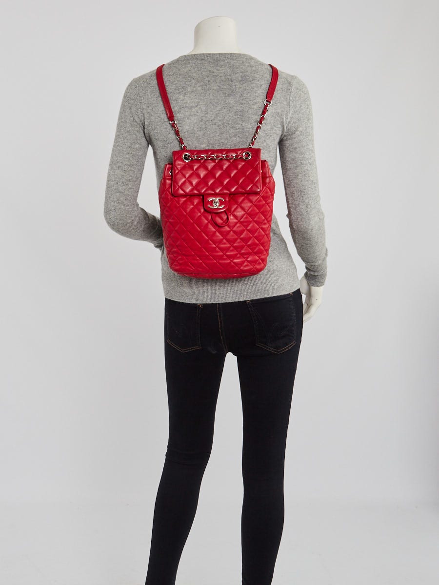Chanel Red Quilted Lambskin Leather Small Urban Spirit Backpack Bag -  Yoogi's Closet