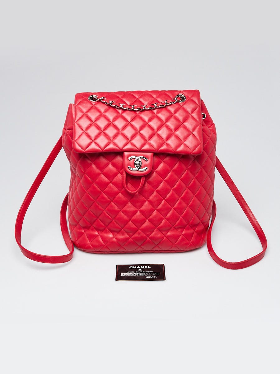Red Quilted Lambskin Urban Spirit Backpack Small