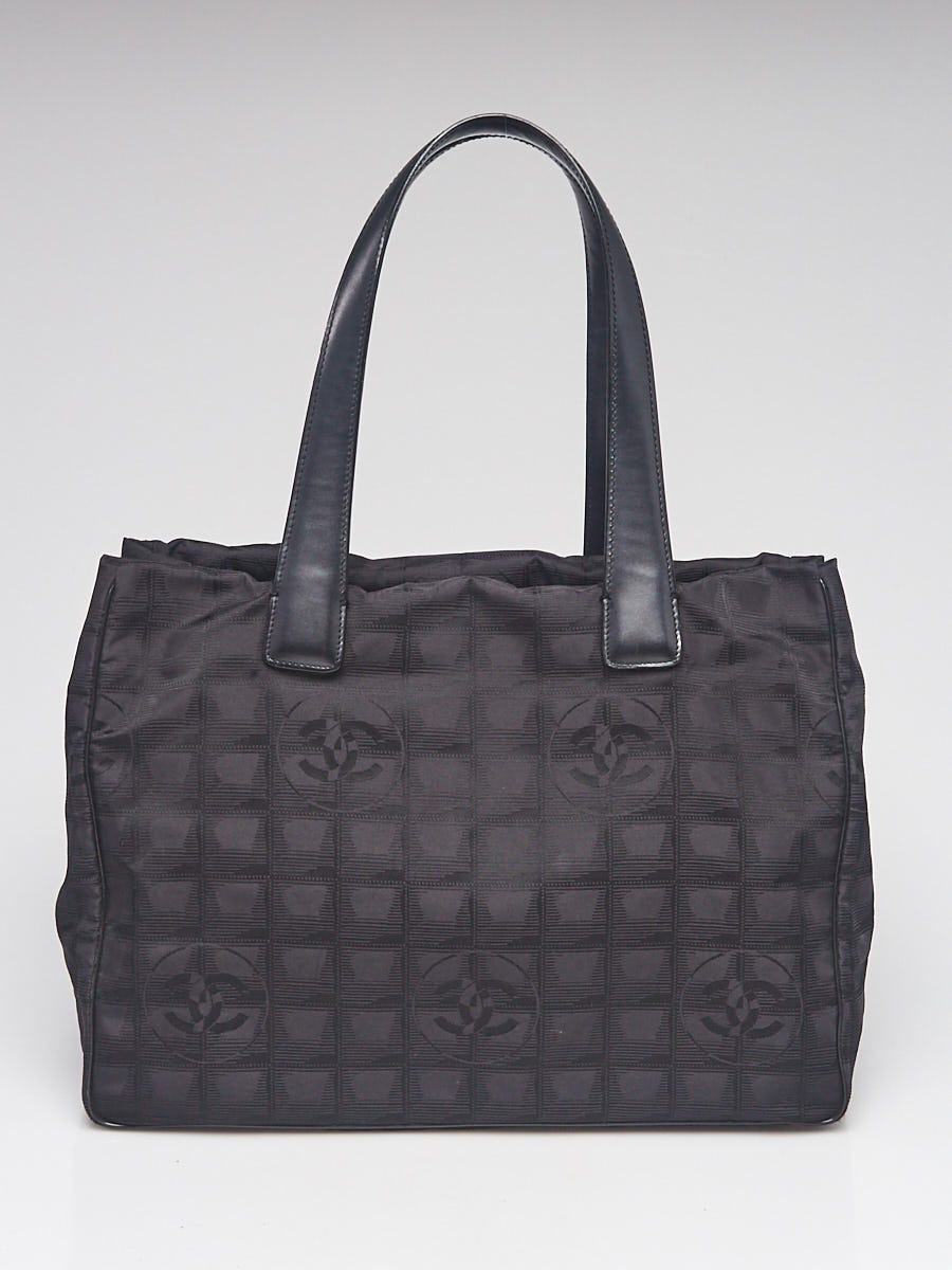 CHANEL, Bags, Authentic Chanel Travel Line Tote Mm Black Handbag Bag Used