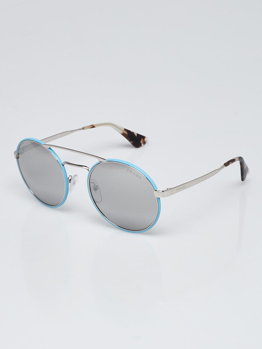 Prada Light Blue Metal Round Catwalk Sunglasses SPR51S Yoogi's