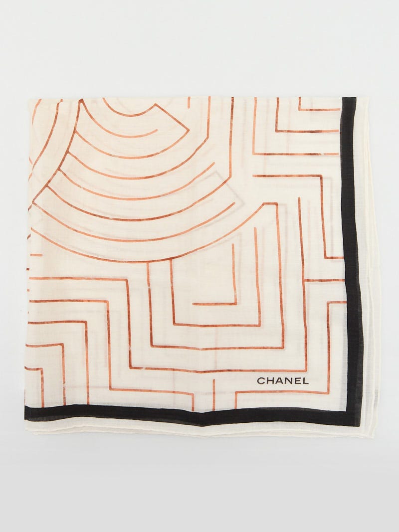 Chanel Red/Black/Beige Cotton Scarf | Yoogi's Closet