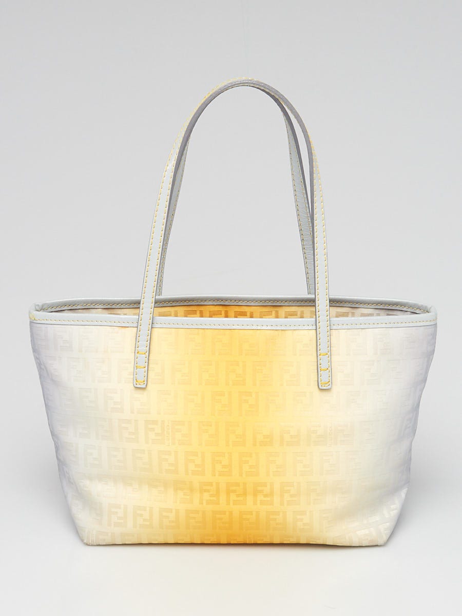 Fendi Blue/Yellow Ombre Zucchino Canvas Mini Shopping Tote Bag