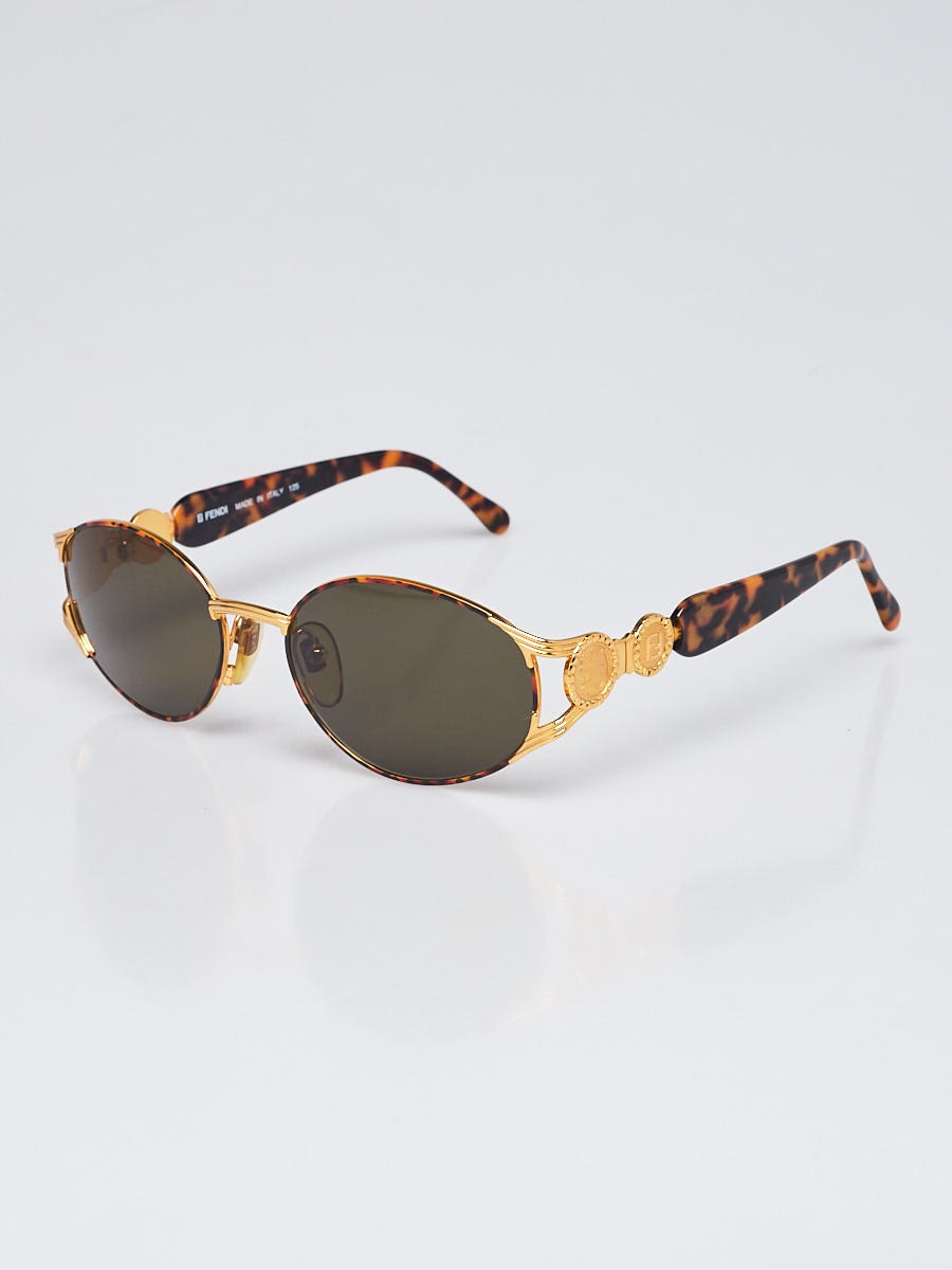 Oval Black Gold Fendi Sunglasses