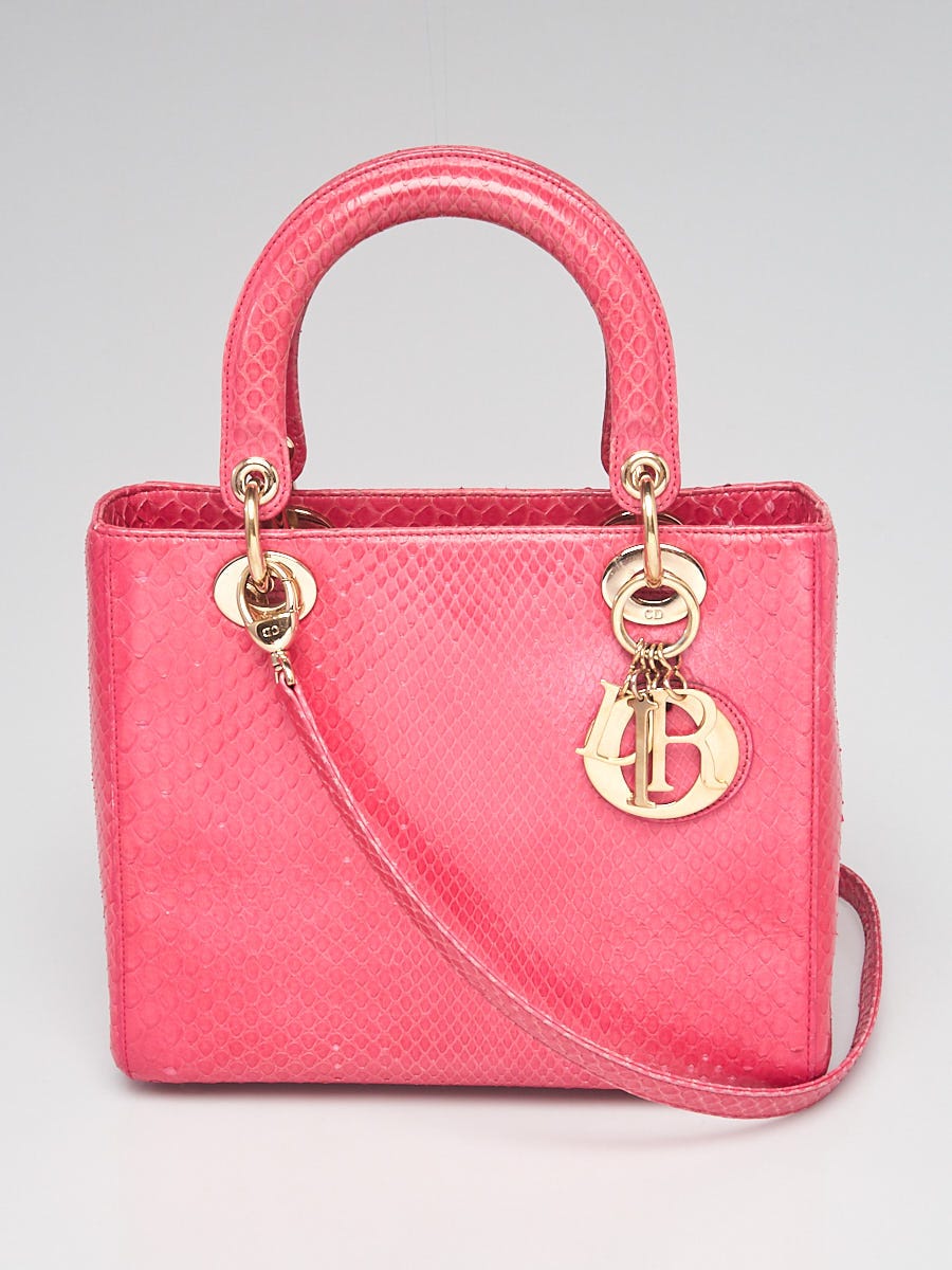 Christian Dior Pink Python Medium Lady Dior Bag - Yoogi'S Closet