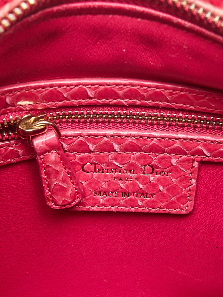 Christian Dior Pink Python Medium Lady Dior Bag - Yoogi's Closet