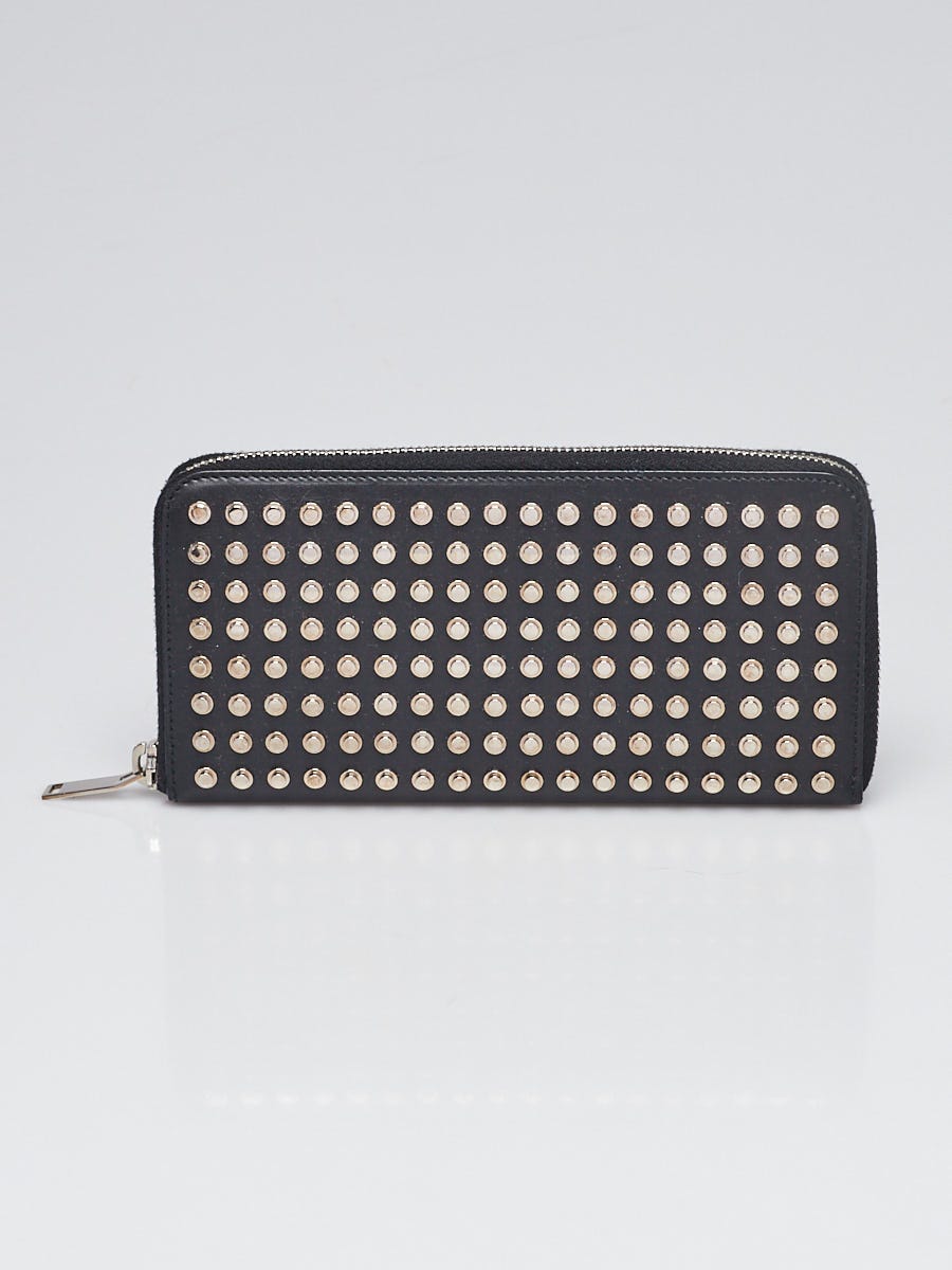 YSL Black Leather Silver Studded Wallet cheapest