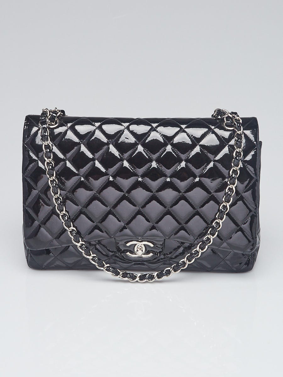 Chanel XL Maxi Black Quilted Patent Single Flap Chain Bag 92ca66