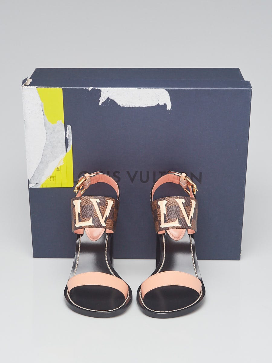Louis Vuitton Passenger Sandals Ebony Damier Canvas & Pink Leather