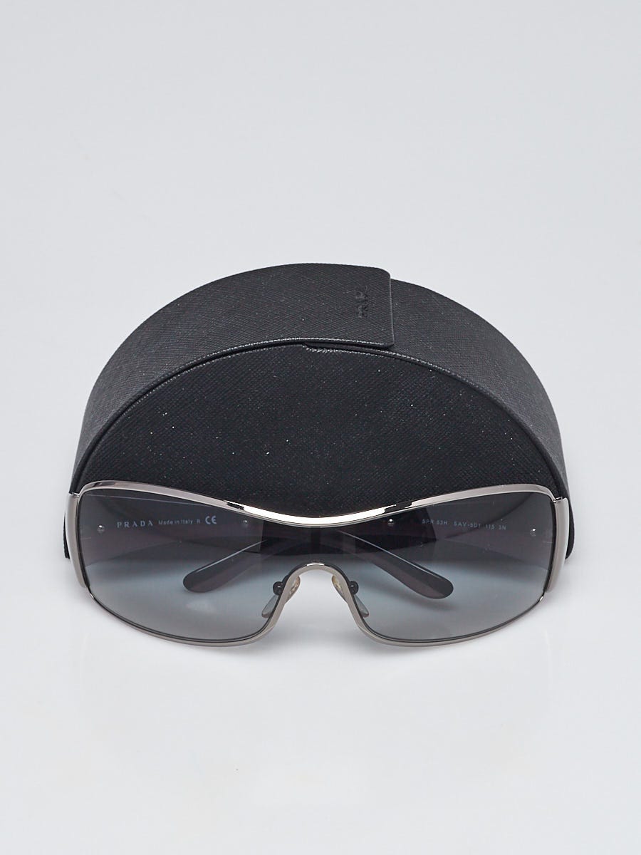 Prada Black/Purple Metal Shield Oversized Sunglasses