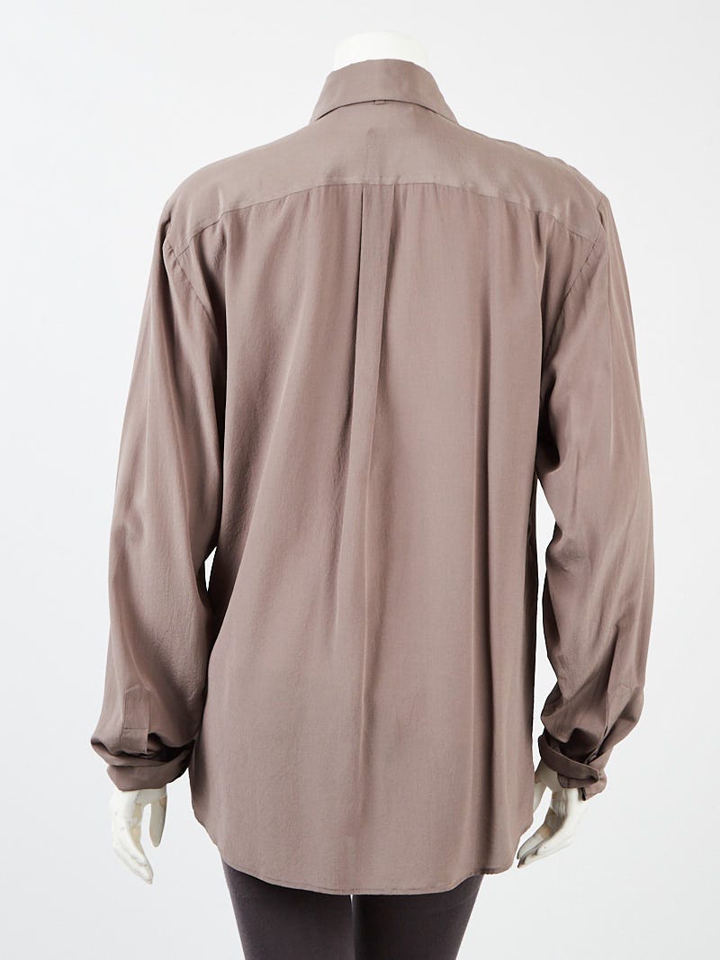 Gucci Grey Silk Long Sleeve Blouse Size 10/44