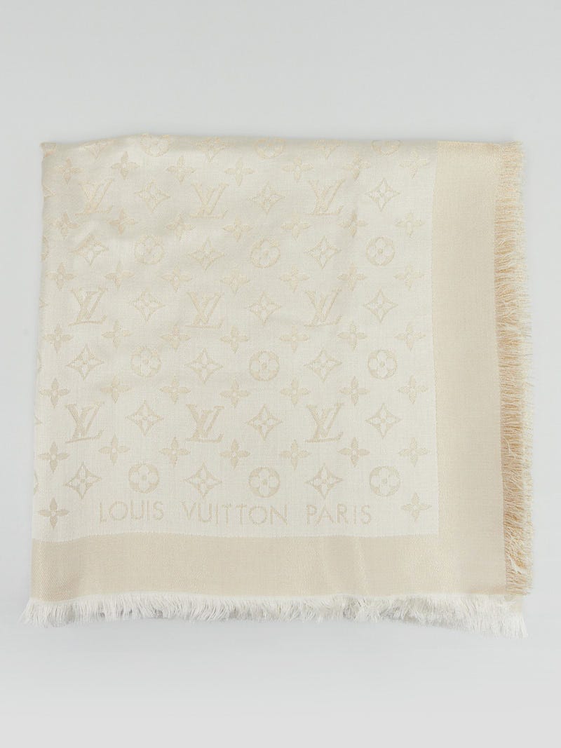 Louis Vuitton Brown Monogram Wool/Silk Shine Shawl Scarf - Yoogi's