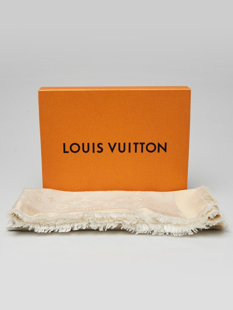 Louis Vuitton Gold/Grey Monogram Shine Shawl Scarf - Yoogi's Closet