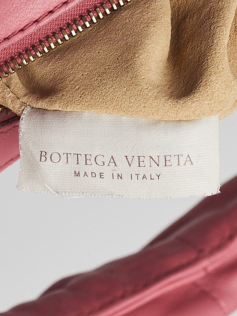 Bottega Veneta Pink Intrecciato Leather and Canvas Floral Cutout Hobo