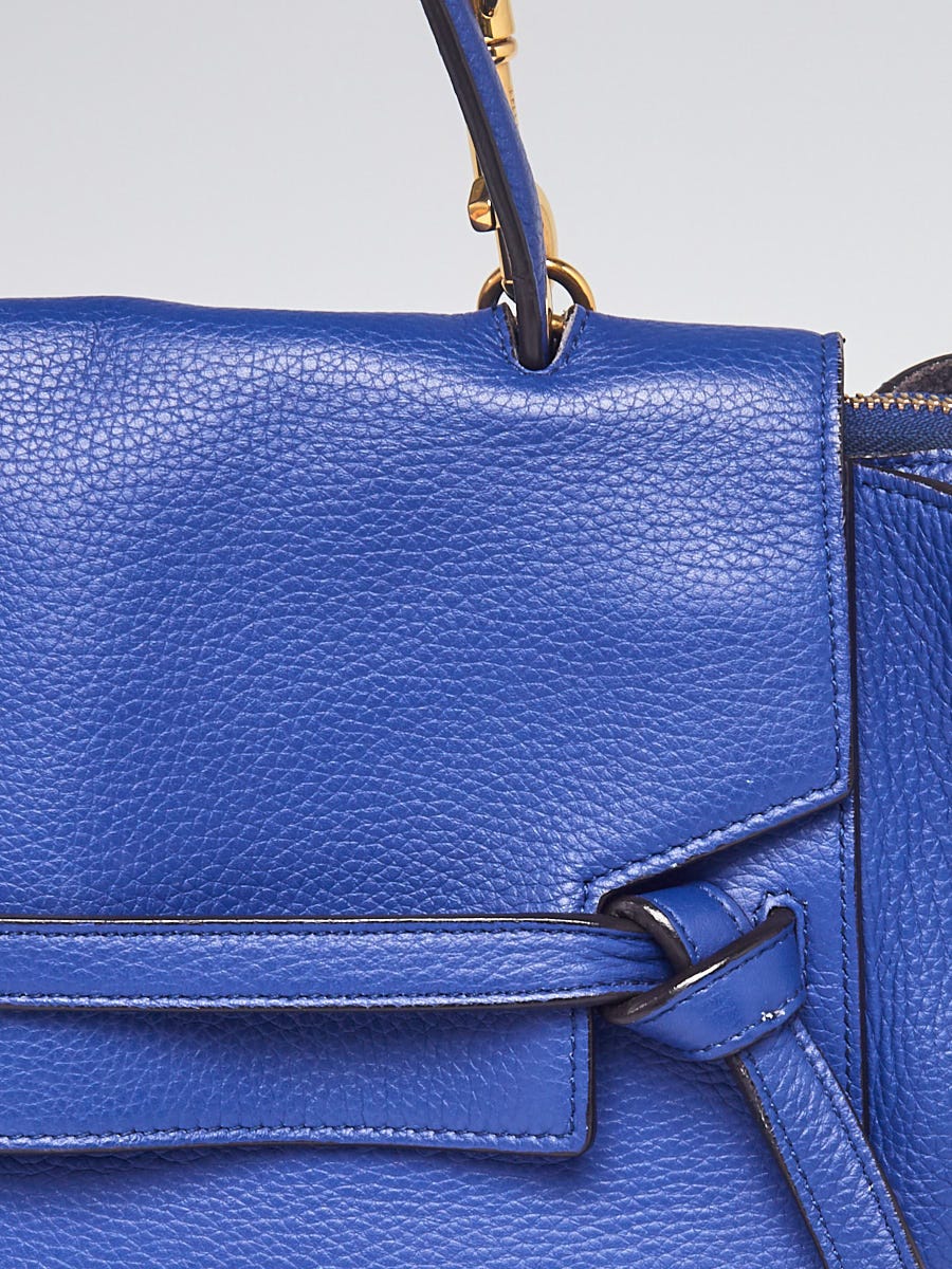 Celine Blue Leather Mini Belt Bag Shoulder Strap Handle Handbag Medium